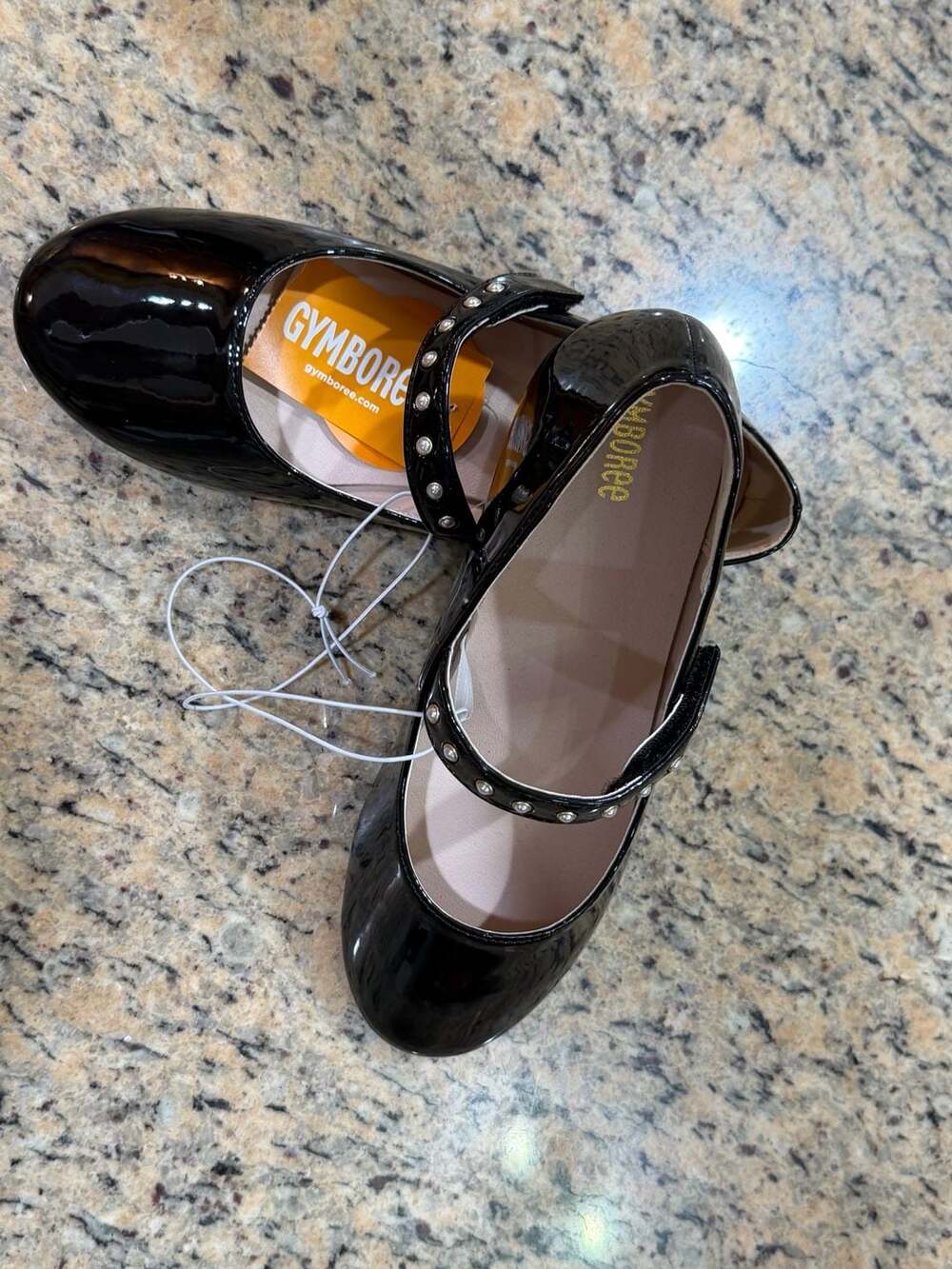Gymboree Toddler Girls Jeweled Faux Patent Leather Mary Jane Flats Black Sz 2